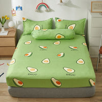 HKM-669651 Aloe Vera Cotton Cartoon Pattern Single Fitted Dust Cover with Pillowcases, Various Sizes Available