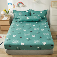 HKM-669651 Aloe Vera Cotton Cartoon Pattern Single Fitted Dust Cover with Pillowcases, Various Sizes Available