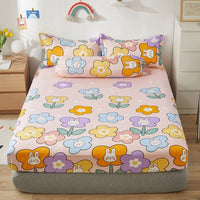 HKM-669651 Aloe Vera Cotton Cartoon Pattern Single Fitted Dust Cover with Pillowcases, Various Sizes Available