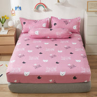HKM-669651 Aloe Vera Cotton Cartoon Pattern Single Fitted Dust Cover with Pillowcases, Various Sizes Available