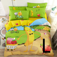 HKM-669651 Cute Cartoon Children’s Bedding Set - Cotton Quilt Cover, Bed Sheet & Pillowcases in Multiple Sizes