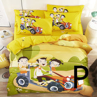 HKM-669651 Cute Cartoon Children’s Bedding Set - Cotton Quilt Cover, Bed Sheet & Pillowcases in Multiple Sizes