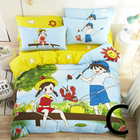 HKM-669651 Cute Cartoon Children’s Bedding Set - Cotton Quilt Cover, Bed Sheet & Pillowcases in Multiple Sizes