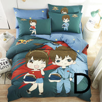 HKM-669651 Cute Cartoon Children’s Bedding Set - Cotton Quilt Cover, Bed Sheet & Pillowcases in Multiple Sizes