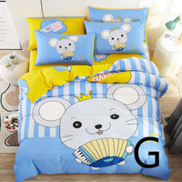 HKM-669651 Cute Cartoon Children’s Bedding Set - Cotton Quilt Cover, Bed Sheet & Pillowcases in Multiple Sizes