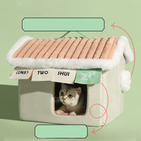 HKM-670099 Cozy Winter Cat House Made of Soft Cloth, 46x43x40cm, Perfect for Pets Up to 20kg