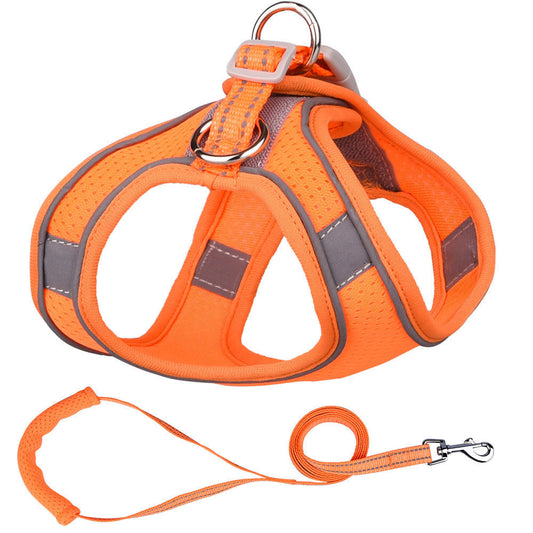 HKM-670163 Adjustable Small Dog Harness with Traction Rope, Available in Multiple Colors and Sizes