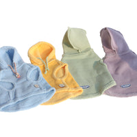 HKM-670227 Warm Hooded Fleece Sweater for Pets in Purple, Yellow, and Green - Cotton and Polyester Blend