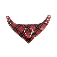 HKM-670291 Pet Saliva Towel Christmas Deer Scarf for Cats and Dogs in Green and Red Nose Styles, Available in Multiple Sizes