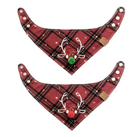 HKM-670291 Pet Saliva Towel Christmas Deer Scarf for Cats and Dogs in Green and Red Nose Styles, Available in Multiple Sizes