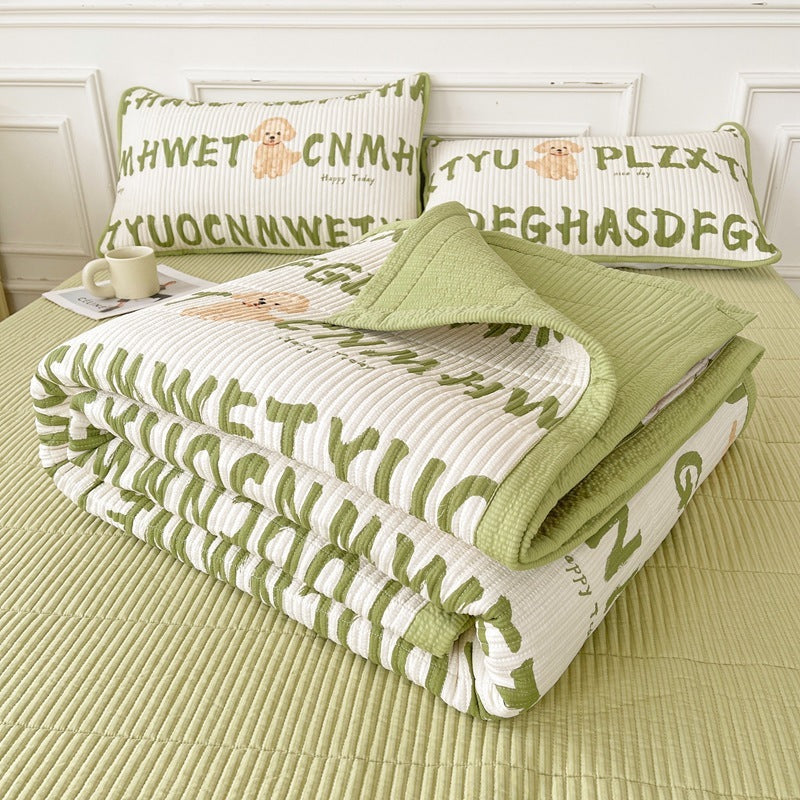 HKM-670291 Quilted Three-Piece Bed Cover Set for Mothers and Children, Polyester Cotton, Various Sizes