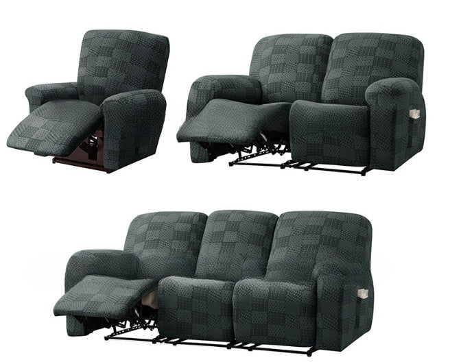 KTX-670355 Elastic Sofa Cover Set with Geometric Pattern - Modern Designs for 1 to 4 Seat Sofas in Various Colors