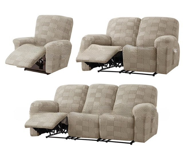 KTX-670355 Elastic Sofa Cover Set with Geometric Pattern - Modern Designs for 1 to 4 Seat Sofas in Various Colors