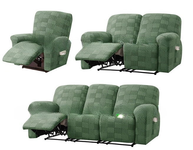 KTX-670355 Elastic Sofa Cover Set with Geometric Pattern - Modern Designs for 1 to 4 Seat Sofas in Various Colors
