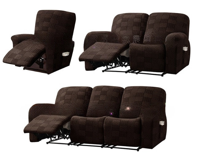 KTX-670355 Elastic Sofa Cover Set with Geometric Pattern - Modern Designs for 1 to 4 Seat Sofas in Various Colors
