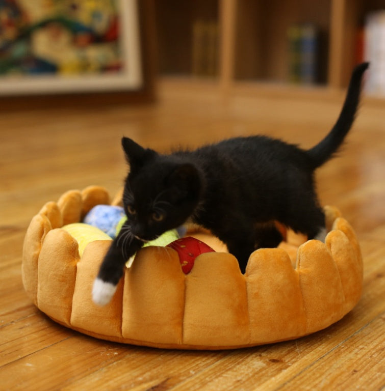 HKM-670419 Pet plush cat dog mat kennel cat litter winter warm creative pet mat fruit egg tart bed