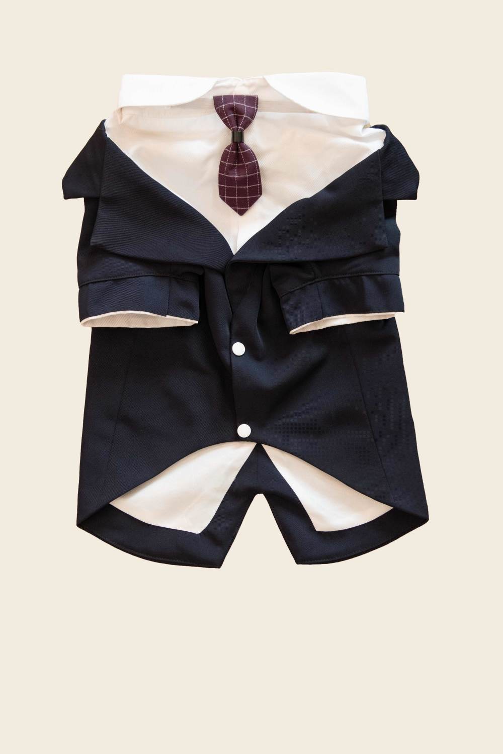 HKM-670611 Pet Suit Dog Dress Tuxedo in Navy Blue, English Grey, Khaki - Stylish Polyester Fibre Outfit