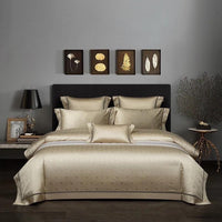 HKM-670739 European Jacquard Pure Cotton Four-Piece Bedding Set with Plant and Flower Pattern