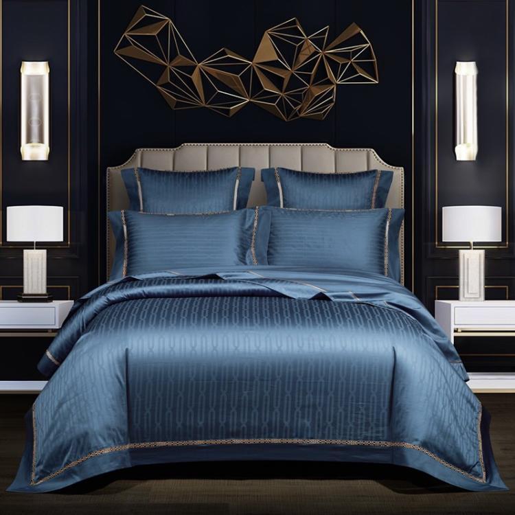 HKM-670739 European Jacquard Pure Cotton Four-Piece Bedding Set with Plant and Flower Pattern