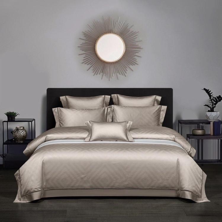 HKM-670739 European Jacquard Pure Cotton Four-Piece Bedding Set with Plant and Flower Pattern