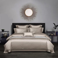 HKM-670739 European Jacquard Pure Cotton Four-Piece Bedding Set with Plant and Flower Pattern