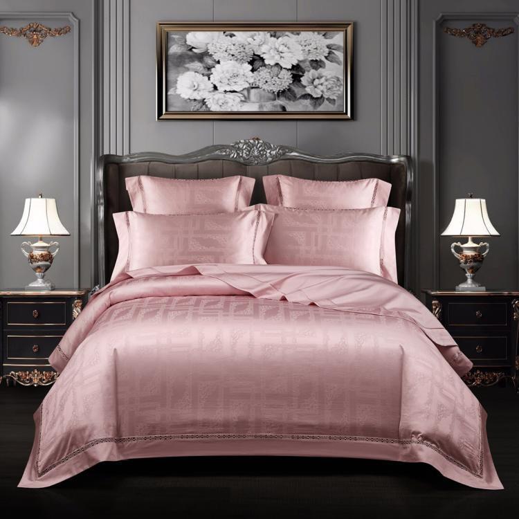 HKM-670739 European Jacquard Pure Cotton Four-Piece Bedding Set with Plant and Flower Pattern