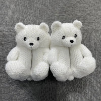 HKM-670803 Cute Plush Teddy Bear Slippers - Soft Indoor Shoes with PP Cotton Filling for All Ages