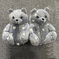 HKM-670803 Cute Plush Teddy Bear Slippers - Soft Indoor Shoes with PP Cotton Filling for All Ages