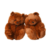 HKM-670803 Cute Plush Teddy Bear Slippers - Soft Indoor Shoes with PP Cotton Filling for All Ages