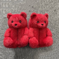 HKM-670803 Cute Plush Teddy Bear Slippers - Soft Indoor Shoes with PP Cotton Filling for All Ages