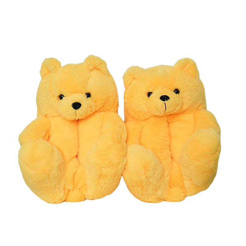 HKM-670803 Cute Plush Teddy Bear Slippers - Soft Indoor Shoes with PP Cotton Filling for All Ages