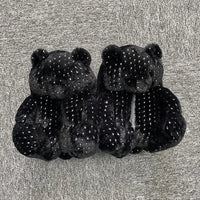 HKM-670803 Cute Plush Teddy Bear Slippers - Soft Indoor Shoes with PP Cotton Filling for All Ages