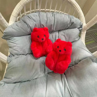 HKM-670803 Cute Plush Teddy Bear Slippers - Soft Indoor Shoes with PP Cotton Filling for All Ages