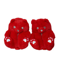 HKM-670803 Cute Plush Teddy Bear Slippers - Soft Indoor Shoes with PP Cotton Filling for All Ages