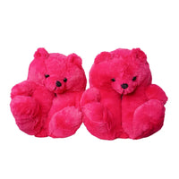 HKM-670803 Cute Plush Teddy Bear Slippers - Soft Indoor Shoes with PP Cotton Filling for All Ages