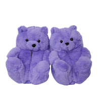 HKM-670803 Cute Plush Teddy Bear Slippers - Soft Indoor Shoes with PP Cotton Filling for All Ages