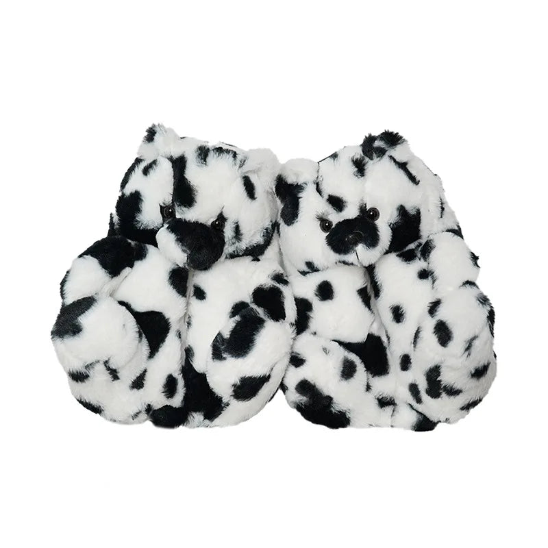 HKM-670803 Cute Plush Teddy Bear Slippers - Soft Indoor Shoes with PP Cotton Filling for All Ages