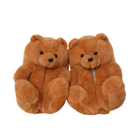 HKM-670803 Cute Plush Teddy Bear Slippers - Soft Indoor Shoes with PP Cotton Filling for All Ages