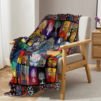 HKM-670803 Flannel Velvet Blanket with Lotus Tree Patterns - Soft, Warm, and Multifunctional for Indoor and Outdoor Use
