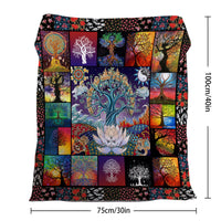 HKM-670803 Flannel Velvet Blanket with Lotus Tree Patterns - Soft, Warm, and Multifunctional for Indoor and Outdoor Use