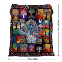 HKM-670803 Flannel Velvet Blanket with Lotus Tree Patterns - Soft, Warm, and Multifunctional for Indoor and Outdoor Use