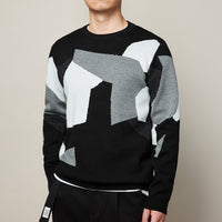 HKM-670803 Men's Thick Round Neck Jacquard Pullover Sweater for Autumn and Winter