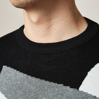 HKM-670803 Men's Thick Round Neck Jacquard Pullover Sweater for Autumn and Winter