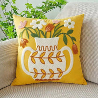 HKM-670931 Floral Embroidered Cushion Cover, 45x45cm, Modern Simplicity Design