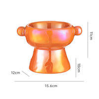 HKM-670995 Ceramic Anti-Tumble Cat Food Bowl – Short or High Mouth Design, Bright White and Colorful Orange Options
