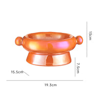 HKM-670995 Ceramic Anti-Tumble Cat Food Bowl – Short or High Mouth Design, Bright White and Colorful Orange Options
