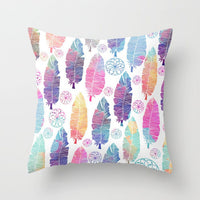 HKM-671187 Peacock Feather Ethnic Style Pillowcase with Polyester and PP Cotton Filling - 45x45cm