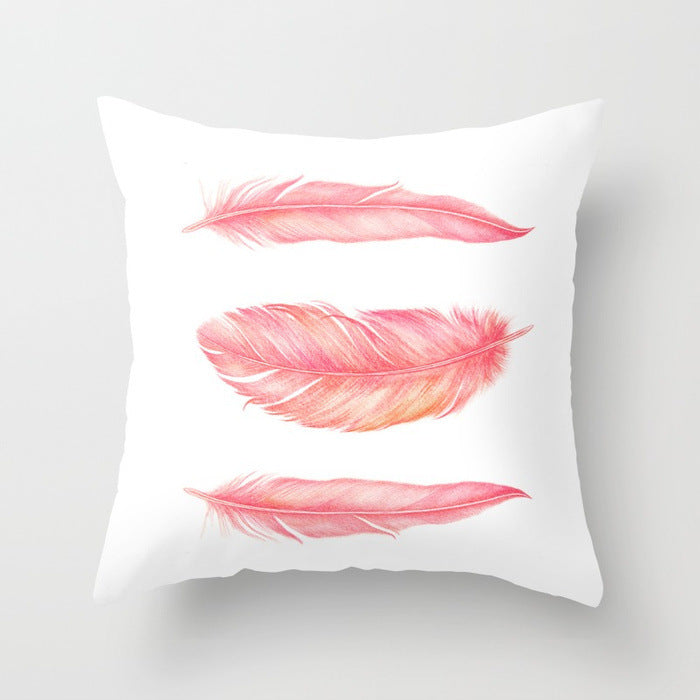 HKM-671187 Peacock Feather Ethnic Style Pillowcase with Polyester and PP Cotton Filling - 45x45cm