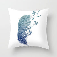 HKM-671187 Peacock Feather Ethnic Style Pillowcase with Polyester and PP Cotton Filling - 45x45cm