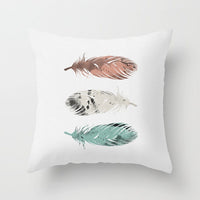 HKM-671187 Peacock Feather Ethnic Style Pillowcase with Polyester and PP Cotton Filling - 45x45cm